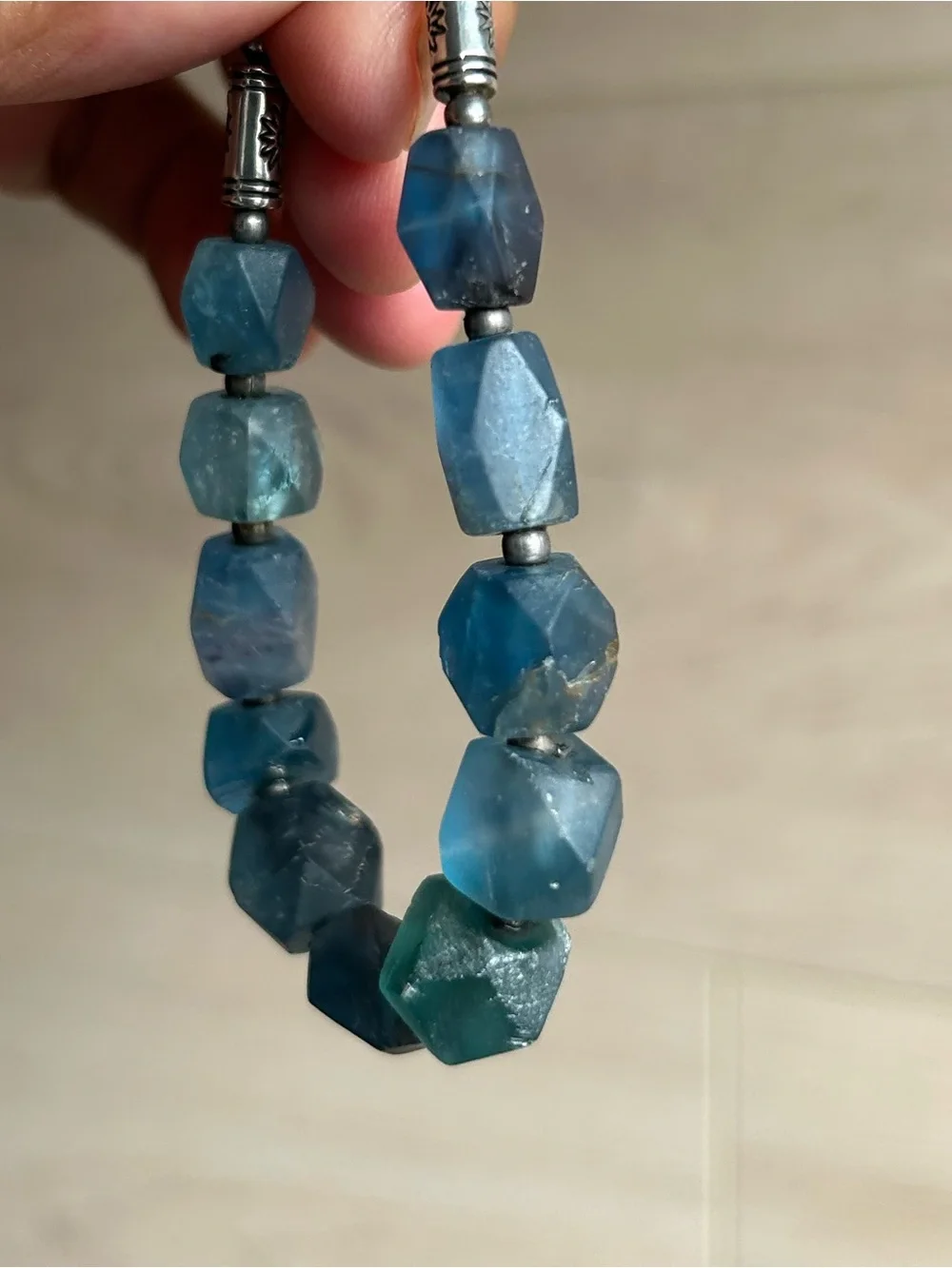Faceted Blue Fluorite Beaded Bracelet